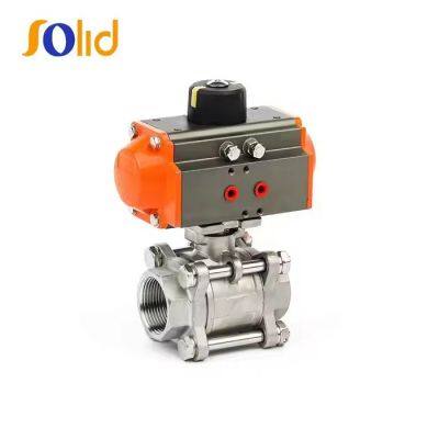 3PCS Threaded Stainless Steel WCB Pneumatic Actuator Control Ball Valve