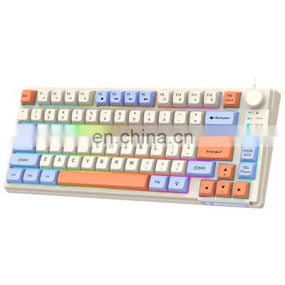 75%82 New Product key waterproof gamers Wired USB RGB backlit MDA Ball Cap trichromatic computer Teclado gaming keyboard