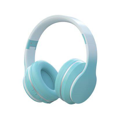 Gradient Design Colorful Microphone Headset Noise Cancelling Over Ear Headphones Cartoon BT Stereo Headphone photo-2