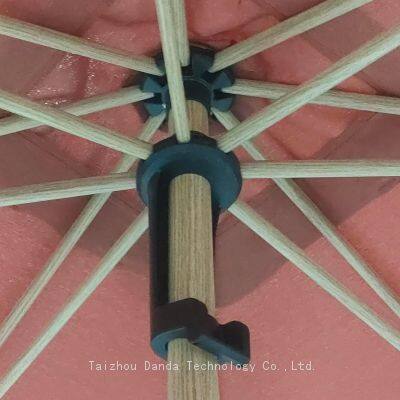 2025 Season New Arrive 2.1*2.1M Heavy Duty Aluminum Outdoor Umbrella Hand Push Parasol Waterproof Frame With Wooden Looking photo-3