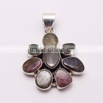 TOURMALINE PENDANT AND PERIDOT 925 Sterling Silver Pendant, SILVER JEWELRY EXPORTER,SILVER JEWELRY WHOLESALE,SILVER EXPORTER