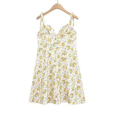 2025 Summer New Design Fashionable Flower Printed Strap Dress photo-4