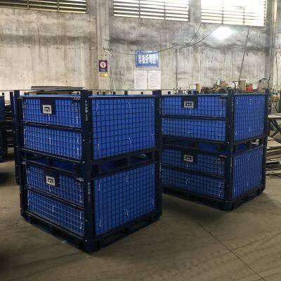 Heavy Duty Welded Wire Mesh Pallet Cage With Casters for Warehouse Storage