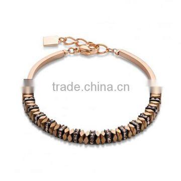 Fashion Bracelet For Women, 316l Stainless Steel Rose Golden Tone Solid Bracelet