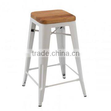 MCH-1505 Black Stackable Stool 65cm Height Industrial Metal Wood Chair photo-5