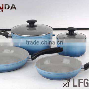 7 pieces non-stick aluminum forged cookware set with honey comb bottom