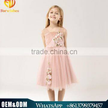 2016 Spring Girl Flower Dress Pink Princess Dress Child's Clothing Costume Holiday Dress