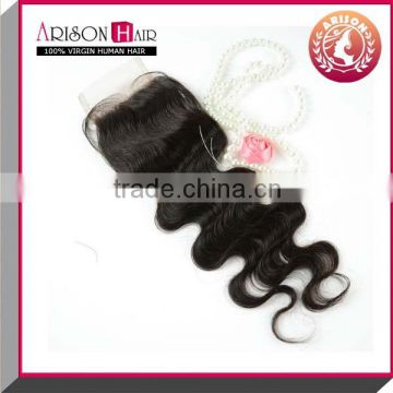 2014 Qingdao factory price brazilian wholesale indian hair silk lace closure 6x6