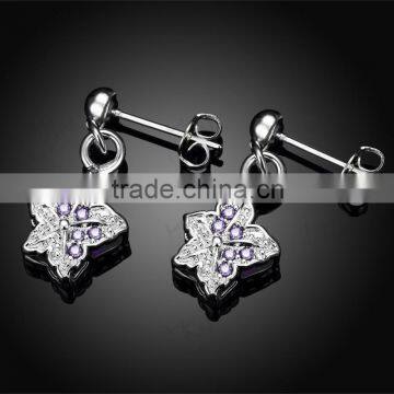 SPE020 Cooper Alloy Jewelry Purple Zircon Stud Earring photo-5