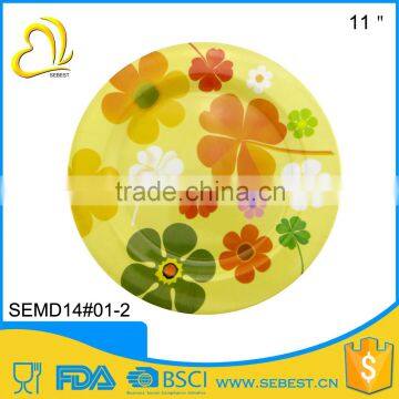 11" Upscale melamine custom design round shape serving platter