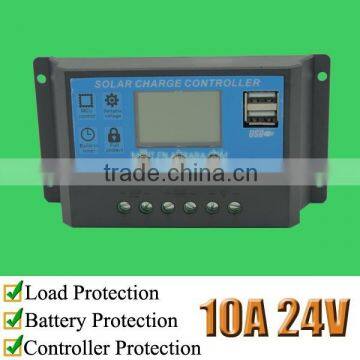 10A solar panel charge controller with PWM control mode, 24 Volts, KLD2410