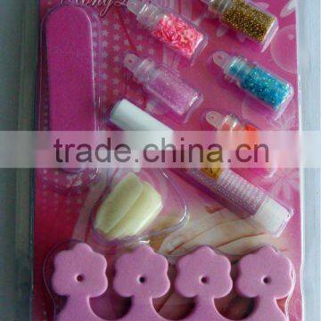 Nail Art Stamping Plates/set, Fashional Nail Art Set (HL-056) With Flakes/glitter Powder/flitter/mini Beads Mix + Nail File/tip