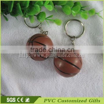 Basketball shape 3d design soft pvc keychain