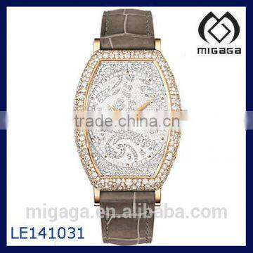 fashion gold plating hand winding mechanical wristwatches for ladies