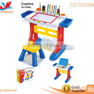 Full Color Printing plastic stand drawing board toys with chair writing board drawing board toy