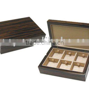 High gloss ebony finish 6 pair small wooden jewelry box