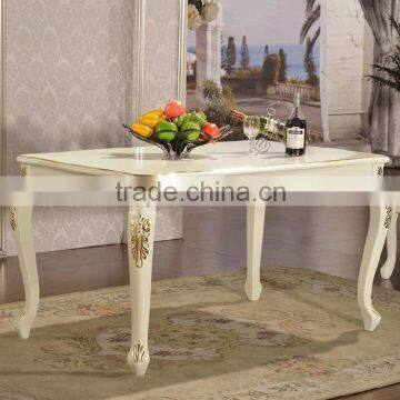 Gold leaf furniture use solid rubber wood dining table designs in wood