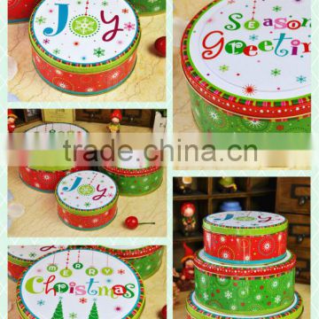 China Alibaba wholesale metal tin box/colorful tin container/christmas round tin box