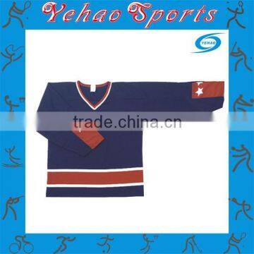 Blank stripe ice hockey jersey with custom logos