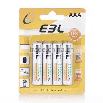 EBL AAA 1100mAh 4 Count High Performance Ni-MH Rechargeable Battery, New Retail Package