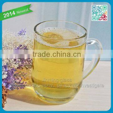 very basic high white glass tea cups glass tea tumbler with handle cheap custom decal glass tea mug