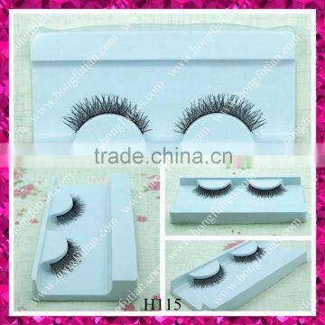 Wispy human hair strip false eyelashes