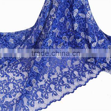 51-52'' width high quality african cord lace / water dissolving fabric / guipure lace royal blue for sexy lady dress