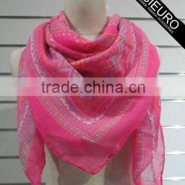 Red Squre Scarf Polyester Voile For Women AZO free BSCI and SEDEX Audited
