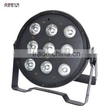 New LED Par 64 9* 10w 90w rgbw 4 in 1 dmx plastic stage mini flat par can light /flat par can