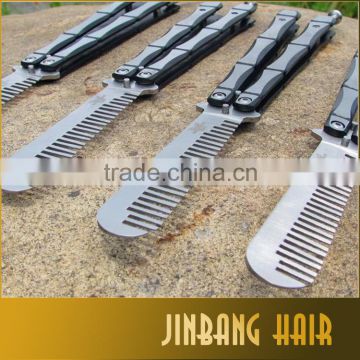 Wholesales Multi function Stainless Steel Comb Metal Practice Balisong Trainer Training Knife Cool