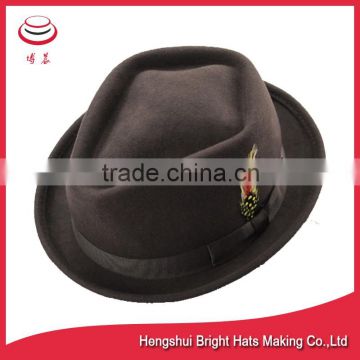 Wool Black Modern Upturned Brim Felt Fedora Hat