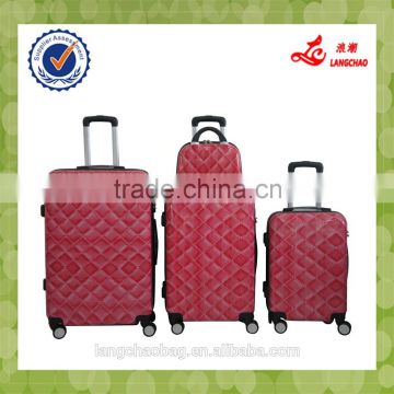 Red Color Baigou Factory PC Suitcase Four Wheel Trolley with Press Button ABS Trolley Bag