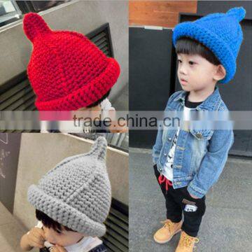 2015 new and fashion girl knitted baby winter crochet hat