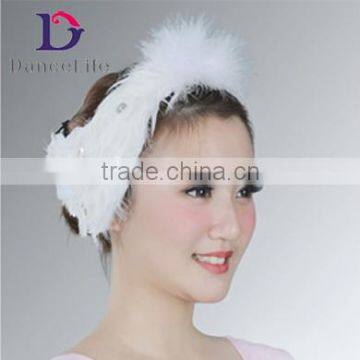 R0008Pretty swan Tiara feather and rhinestone embellishments for girls