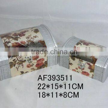 wood fabric China rose gift jeweled box