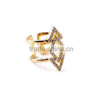 Cheap Wholesale Fashion Crystal Hollow Rhombus Gold Alloy Ring Multi Layered Gold Ring photo-5