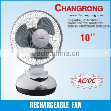 10'' AC/DC table fan with rechargeable battery LED light