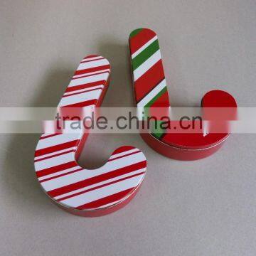 Candy cane shaped tin