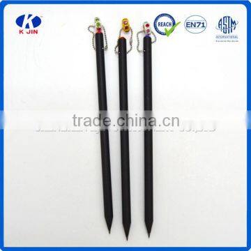 high quality 7 inch Black wooden HB pencil with crystal