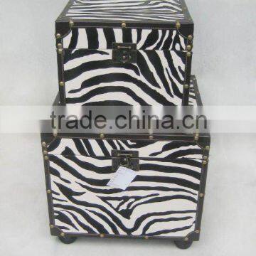 Modern Arts and crafts S/2 zebras storage box