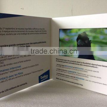 2014 popular 7" TV video screen in brochure card, video module in printed card