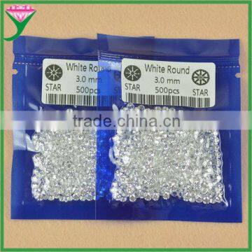 1mm 1.25mm 1.5mm 1.75mm 2mm 3mm loose aaa star cut white round cz stone