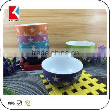 popular ceramic cereal bowl with star logo printed soup bowl stoneware