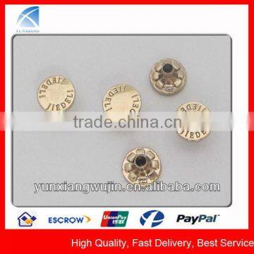 YX3089 Fashion Alloy Made Metal Engraved Gold Small Snap Button