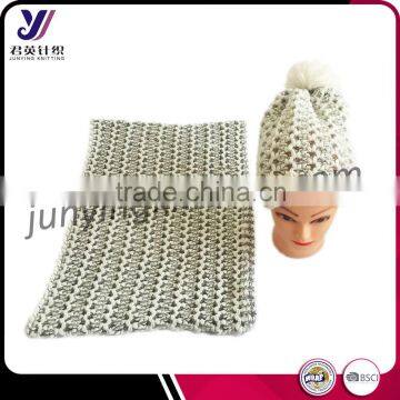 Wholesale Great qualtiy women knitted scarf beanie and glove sets (can be customized)