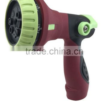 8 Patterns Thumb Control Metal Hose Nozzle with Zinc Threaded End