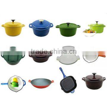 cast iron and enamel cookware