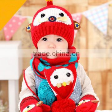 New Style Wholesale Baby Children Winter Knitted Beanie Scarf Gloves Set