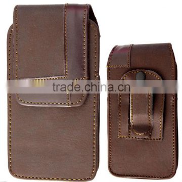 Hot selling high quality leather mobile phone cover pouch in Dongguan