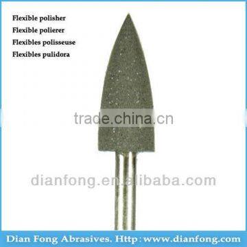 R209M 3/32" HP Shank Bullet Shaped Black Brown Silicone Rubber Polishers Polishing A Diamond